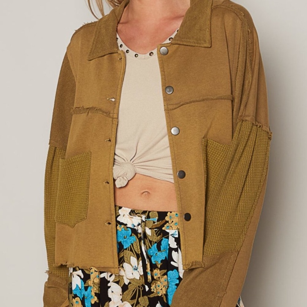 POL Women's Brown Jacket with Textured Details